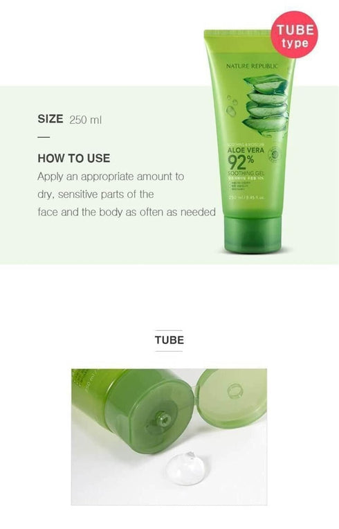 Nature Republic Soothing & Moisture Aloe Vera 92% Gel, 10.56 Fl Oz