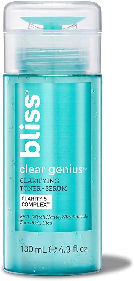 Bliss Clear Genius Clarifying Toner + Serum - 4.3 Fl Oz, Purifies Pores, Tones, Calms Skin, Vegan & Cruelty-Free