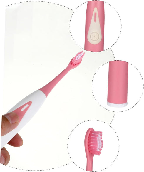 HAKIDZEL Portable Sonic Electric Toothbrush for Adults Pink High-Frequency Vibration Ergonomic Handle Lightweight