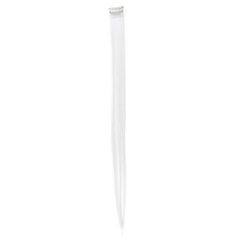 SWACC 12 Pcs Clip on Straight One Color Party Highlights Hair Extensions (White)