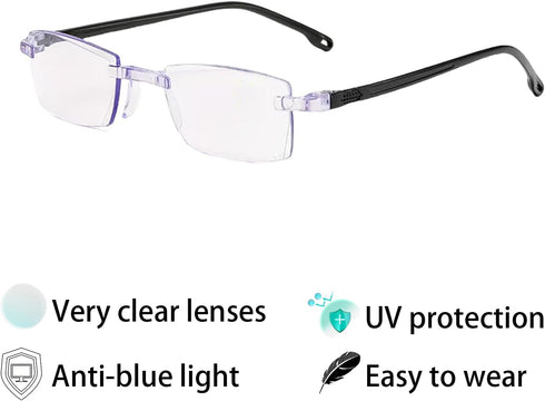 Nuaiute 2 Pcs Auto Focus Glasses Self Adjusting, Intelligent Dual Focusing Eyeglasses Smart Zoom Reading Anti-Blue