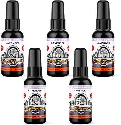 BluntPower Concentrated Air Freshener (Lavender, 5 Pack) - Premium Oil Based Spray for Home, Car, & Odor Eliminator