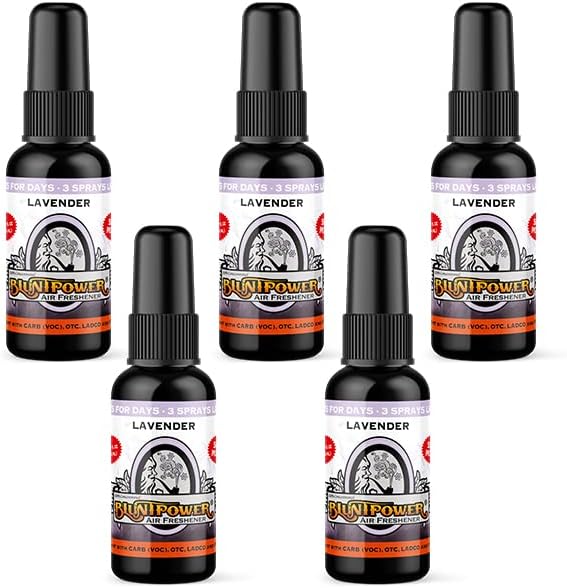 BluntPower Concentrated Air Freshener (Lavender, 5 Pack) - Premium Oil Based Spray for Home, Car, & Odor Eliminator
