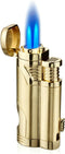 Cigar Torch Lighter with Punch, Butane Refillable, 2 Jet Flame, Windproof (Gold)
