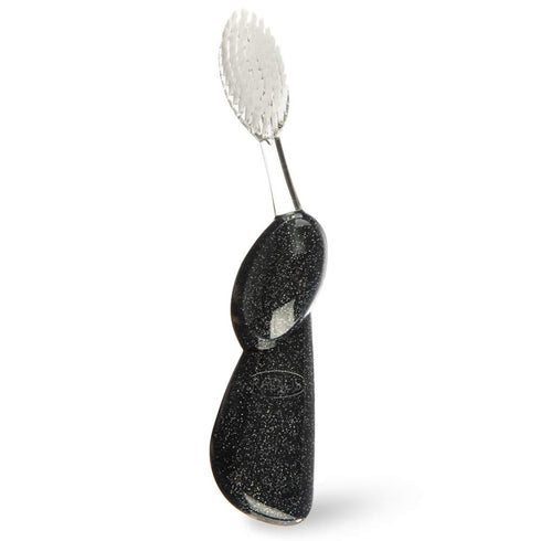 RADIUS Toothbrush Big Brush with Replaceable Head, Left Hand, Soft in Black Sparkle, BPA Free and ADA Accepted, Designed to Improve Gum Health and Reduce The Risk of Gum Disease