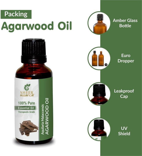 Agarwood (Oud) Oil - 15 ML (0.51 Fl.OZ) 100% Pure Natural Undiluted