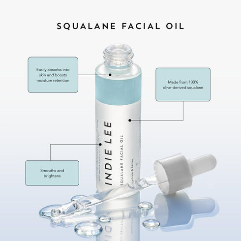 Indie Lee 100% Squalane Oil, Travel Size Daily Face Oil & Hydrating Moisturizer for Dry Skin, TSA Approved (10ml)