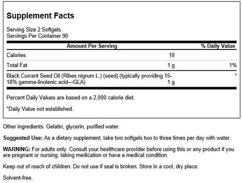 Swanson Black Currant Seed Oil - Herbal Supplement for Immune System & Heart Health Support - (180 Softgels, 500mg Each)