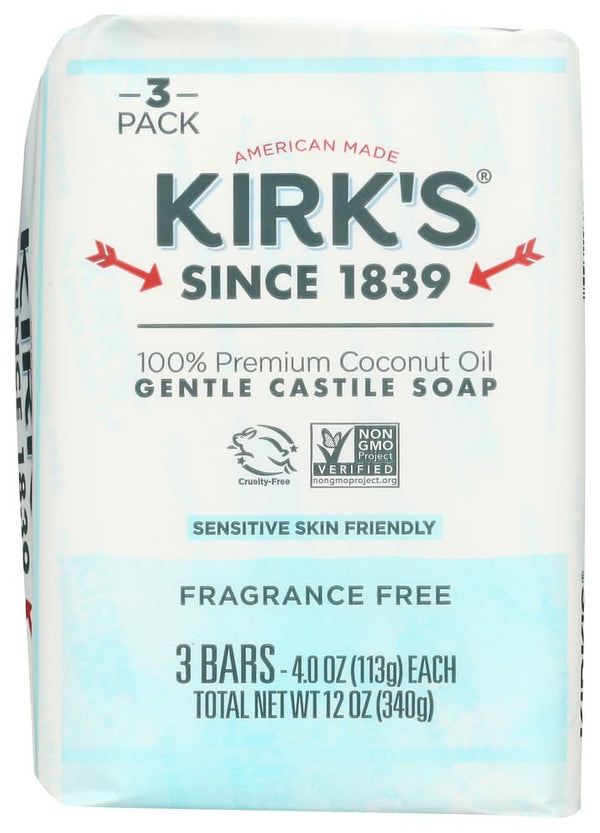 Kirks Soap Bar, Frag Free, 3pk