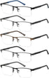 EYECEDAR Blue Light Blocking Reading Glasses for Men, Metal Half Frame, Anti-Glare, 5 Pack, 1.75 Readers