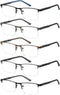 EYECEDAR Blue Light Blocking Reading Glasses for Men, Metal Half Frame, 5 Pack, 2.50