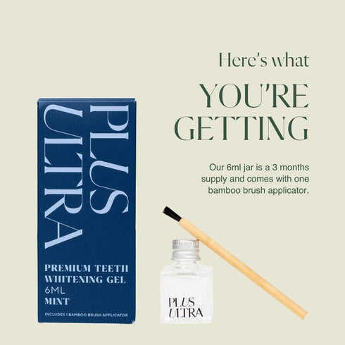 PLUS ULTRA Premium Teeth Whitening Gel & Bamboo Applicator Brush, 6ml jar