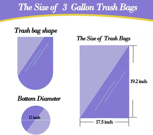 Hommaly 3 Gallon Small Black Trash Bags, 180 Count, Leakproof and Strong for Office, Kitchen, Bathroom