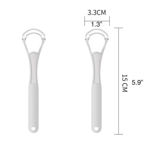 2PCS Wide-head Double Blades Tongue Cleaners Scrapers, Platinum Color