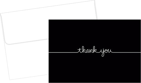 Great Papers! Grace Thank You Note Card and Envelope - 4.875" x 3.375" (folded), Black with White Script (2015072)