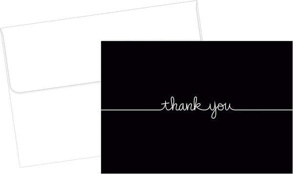 Great Papers! Grace Thank You Note Card and Envelope - 4.875" x 3.375" (folded), Black with White Script (2015072)