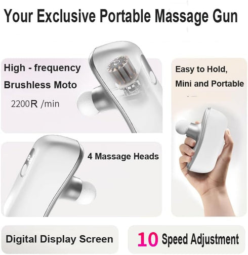 Integrated Design Mini Massage Gun Portable Deep Tissue Massager, Intelligent Pressure-sensing Brushless Motor