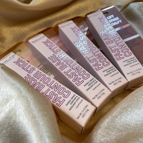 Revolution Fast Base Contour Stick, Dual Ended, Lightweight, Blendable, Sculpts & Defines Face, Medium (2 X 0.15 Oz)