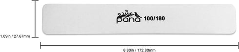 PANA Jumbo Double-Sided Emery Nail File for Manicure, Pedicure, Natural, and Acrylic Nails - White (Grit 100/180) - 50 Piece Pack