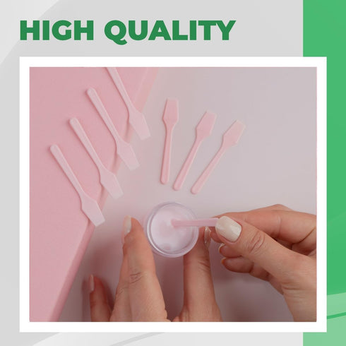 100 Pack 2.5 Inch Cosmetic Spatulas, Small Plastic Spatula for Cosmetics, Creams, and Crafts (Pink)