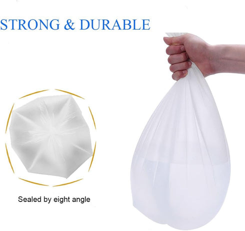 Small Trash Bags, 4 Gallon, Clear White, Waste Basket Bin Liners for Bathroom, Kitchen, Office, Home, 125 Count