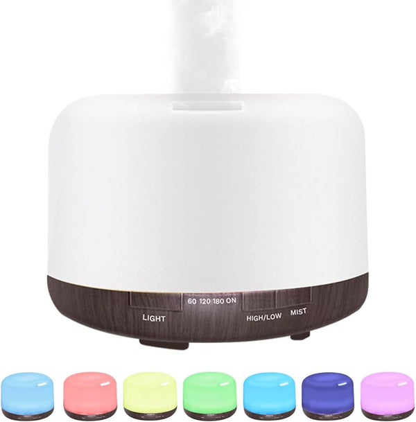 Harindiver 500ml Essential Oil Diffuser,Quiet 4-in-1 Ultrasonic Aromatherapy Humidifier,7 Color LED Lights,Timer &