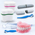 Denture Case Kit with 2 Bath Cups, 2 Denture Brushes & 2 Portable Toothbrush Boxes for Travel
