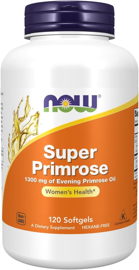 NOW Supplements Super Primrose 1300 mg, Naturally Occurring GLA, 120 Softgels