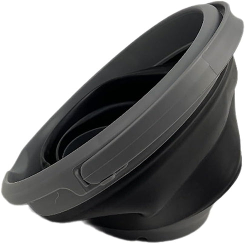 SAMMART Collapsible Plastic Bucket, Foldable Round Tub with Handle, Grey+Black (Set of 2), 5.5L