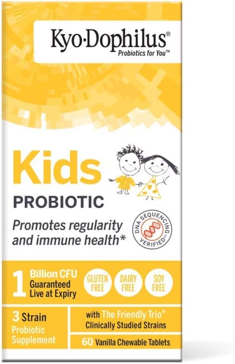Kyo-Dophilius Kids Probiotic - 60 Tablets, Promotes Regularity and Immune Health, Packaging May Vary