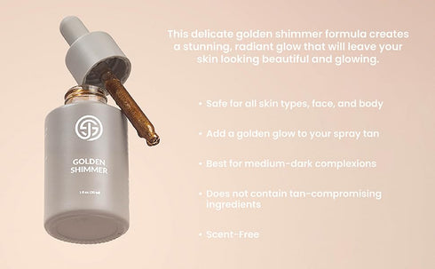 SJOLIE Sunless Spray Tan Additive - Golden Shimmer Drops for Spray Tan, Self Tanner, or Daily Moisturizer