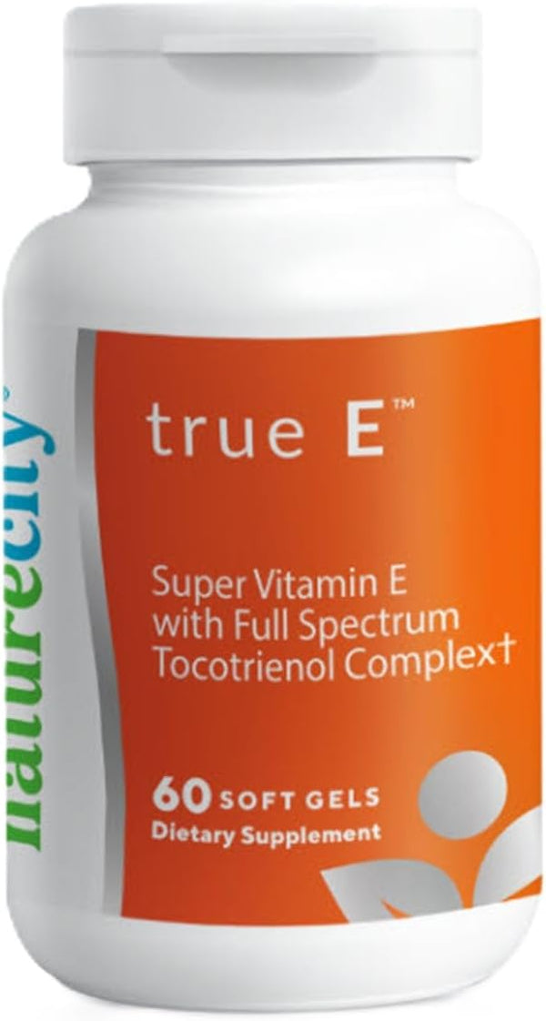 True-E Full Spectrum Tocotrienols Vitamin E & Natural Alpha Tocopherol Supplement | Non-GMO, 60 Soft gels by NatureCity