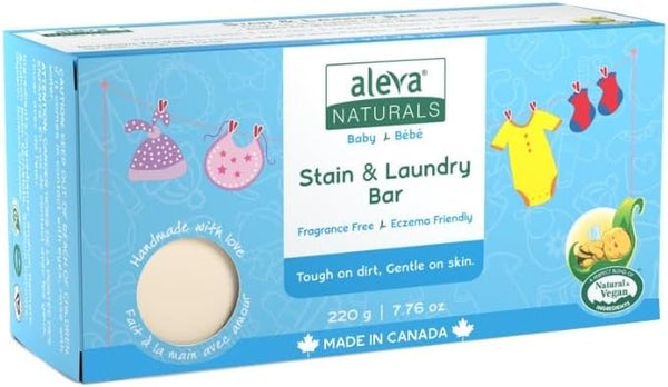 Stain Remover and Laundry Bar, Natural and Organic Ingredients, 220 grams, Targets Spit-Up and Soiled Clothing