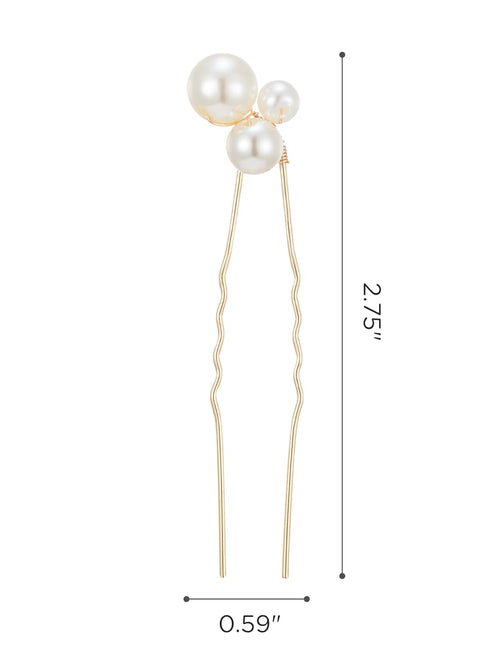 SWEETV Bridal Hair Pins, 3Pcs Pearl Bobby Pins Wedding Accessories for Women and Girls