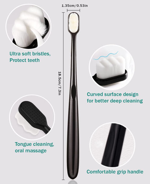 GoldDawn Extra Soft Toothbrush, 6 Pack, Micro Fur Manual Toothbrush for Sensitive Teeth and Gums, 20000 Ultra Soft