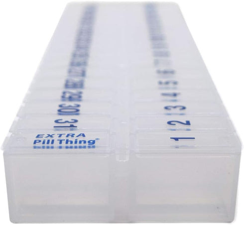 AM PM 31 Day Monthly Pill Planner Organizers - Large Compartment Pill Boxes for Entire Month (AM/PM Clear & Blue)