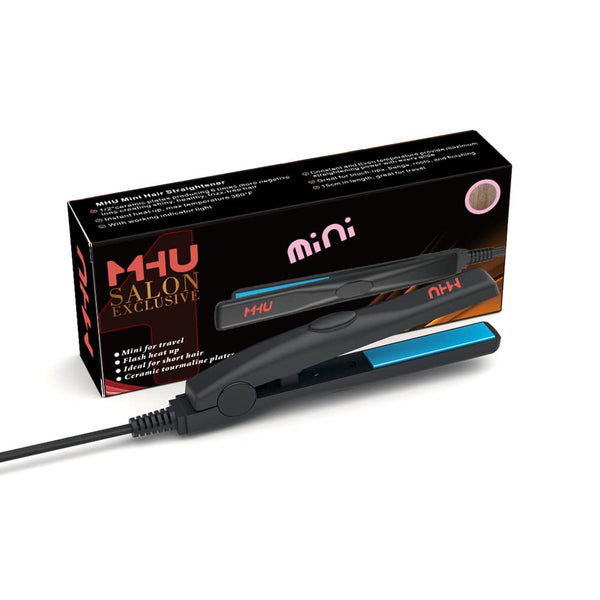 Professional Travel Size Mini Flat Iron, 0.5 inch, Tourmaline Ceramic Hair Straightener, Black