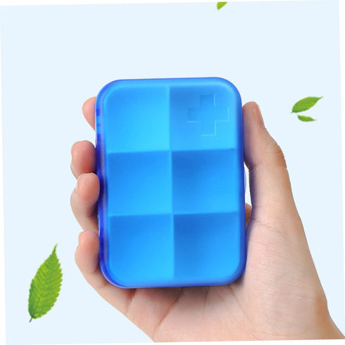 Set Portable Blue Pill Organizer Box for Daily Medication Storage