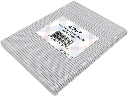 Nail File, 50 PCS Professional Double Sided 100/180 Grit Nail Files, Emery Board Zebra Manicure Tool
