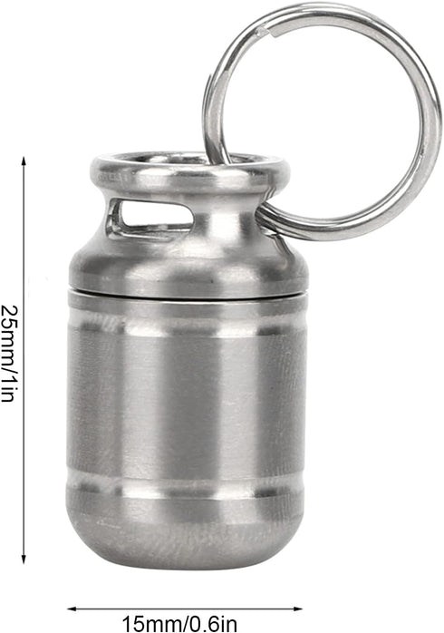 Portable Pill Case: Mini Titanium Alloy Waterproof Medicine Holder with Keychain for Outdoor Sports, Camping, Hiking,