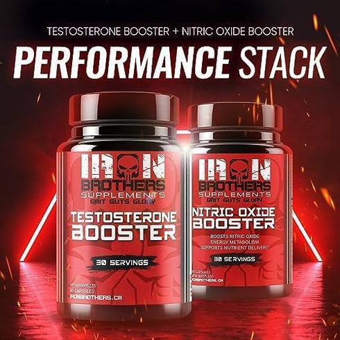 Iron Brothers Supplements Nitric Oxide Booster | Extra Strength Pumps Supplements | Pre-Workout with L-Arginine |