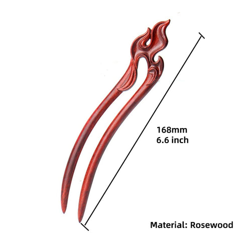 Large Handmade Ebony U Shape Hair Fork, 6.6" Wooden Hair Stick for Thick Hair Accessories