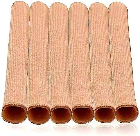 Povihome 6 Pack Toe Tubes - Large (15/16''D), Fabric and Gel Lining Big Toe Protector for Pain Relief