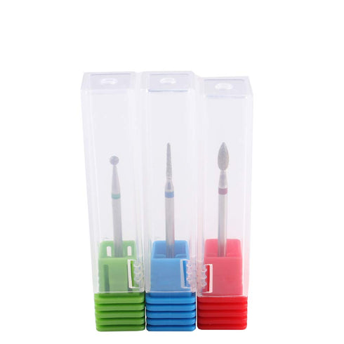 MZCMSL 3pcs Diamond Cuticle Drill Bits - Professional Manicure Drill Bit Kit (Needle, Ball, Bullet) 3/32 Shank