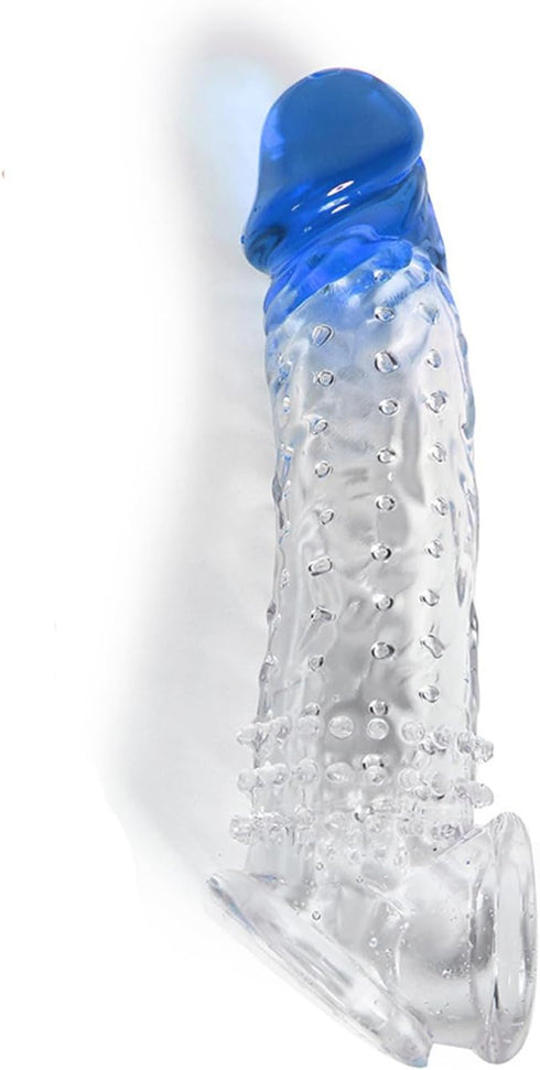 Transparent Bondage Penis Condom with Massage Particles - Men's Enlargement Exercise