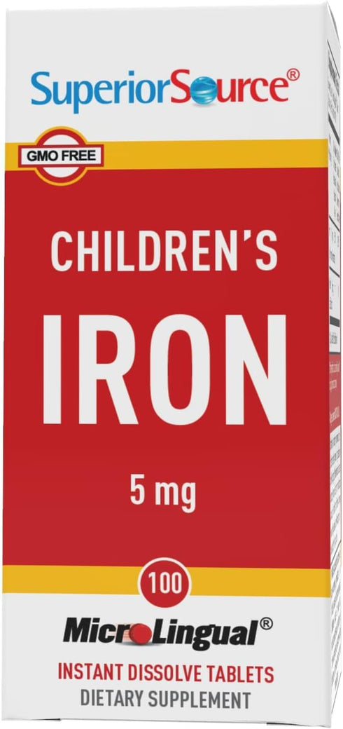 Superior Source Children’s Iron 5 mg, Quick Dissolve MicroLingual Tablets, 100 Count, Non-GMO