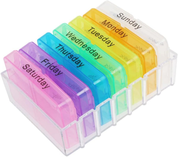 7 Day Travel Medicine Kit Organizer, Portable Case for Weekly Medicine Storage, Travel Container for Desktop