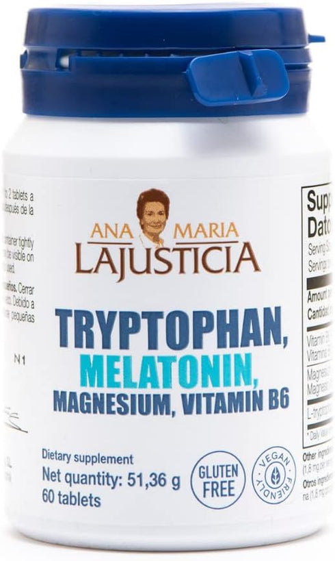 Tryptophan, Melatonin, Magnesium, Vitamin B6, 60 Tablets, Ana Maria Lajusticia