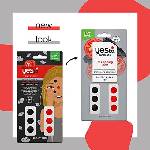 Yes To Tomatoes Detoxifying Charcoal Zit Zapping Dots, 24 Paraben & Cruelty-Free Pimple Patches for Blemish Skin