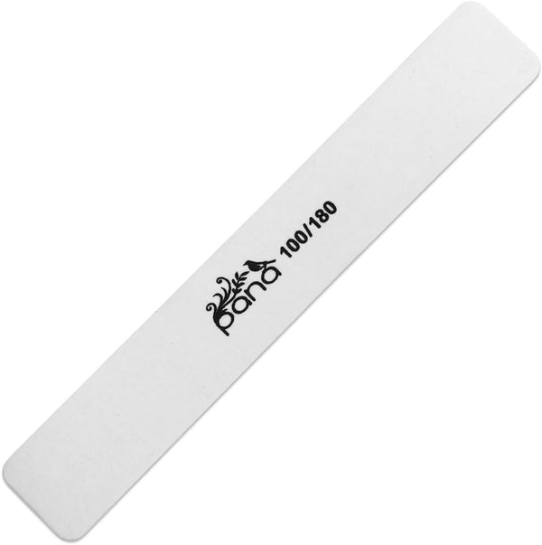 PANA Jumbo Double-Sided Emery Nail File - 50 Piece Pack for Manicure and Pedicure, White (Grit 100/180)